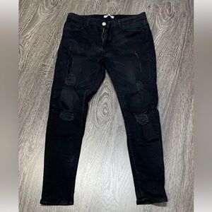 Legend London Black Distressed/Ripped Skinny Jeans